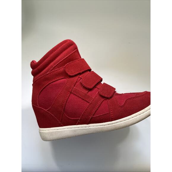 Vintage SKCH+3 Womens Isabel Marant Style Wedge High Top Sneakers Sz 6 Red - Picture 8 of 9